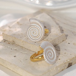 Anillos de dedo ajustables de acero inoxidable 304 con esmalte para mujer&nbsp;RJEW-A076-01G