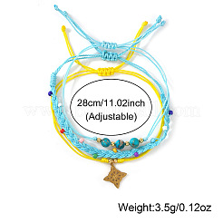 Set di 3 braccialetti intrecciati con perline rotonde in diaspro imperiale naturale e vetro&nbsp;IA6330-2