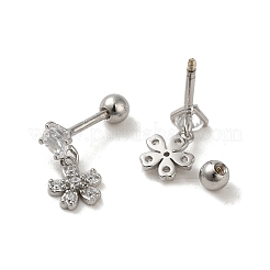 925 orecchini a bottone da donna in argento sterling con micro pavé di zirconi cubici&nbsp;EJEW-E307-05P