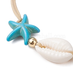 Braccialetti da donna con turchesi sintetici e conchiglie di ciprea&nbsp;BJEW-JB11259