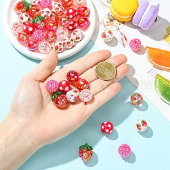 45 Stück 9 Stile Kunststoff runde Perle & Acryl Perlen Erdbeere Kits&nbsp;MACR-CJ0002-46