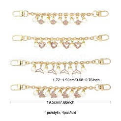 4 stücke 4 arten legierung strass mit acryl perle perle charme kabel kette tasche dekorative ketten&nbsp;HJEW-FS00060-03