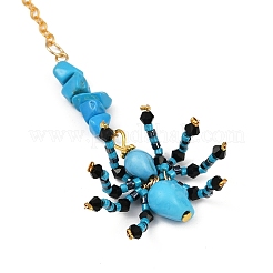 Decorazioni pendenti con perline di vetro e turchese sintetico tinto a tema Halloween&nbsp;HJEW-MZ00282-05