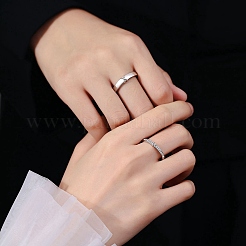 Verstellbare Paarringe zum Valentinstag aus Messing mit klarem Zirkonia und Pavé-Fassung&nbsp;RJEW-Z023-01B