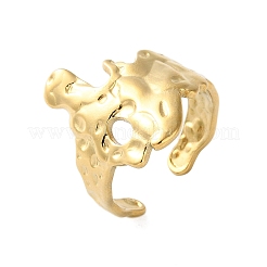 Placcatura ionica (ip) 304 anello polsino aperto a forma di fiore largo in acciaio inossidabile per donna&nbsp;RJEW-G275-05G