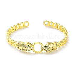 Bracelets de manchette en laiton avec micro pavé de zircone cubique transparent pour femmes&nbsp;BJEW-Z061-19G