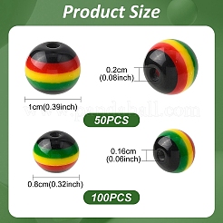 150 Stück 2 Stile Ghana Jamaika Reggae Streifen Harzperlen&nbsp;RESI-YW0005-53