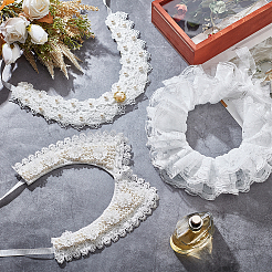 Perla di plastica e collare di fiori di strass di cristallo&nbsp;AJEW-WH0326-08A