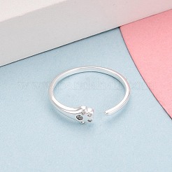 925 offener Manschettenring aus Sterlingsilber mit Mikropavé-Fassung und klaren Zirkonia für Damen&nbsp;STER-N016-143S