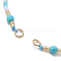 Perles de howlite naturelles teintées rondes à facettes de 4 mm et fabrication de bracelets tressés en perles de rocaille faites à la main&nbsp;AJEW-MZ00003-03