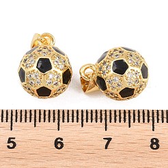 Pendenti con tema sportivo in ottone micro pavé di zirconi cubici trasparenti&nbsp;KK-D232-22G-02