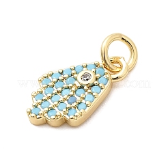 Dijes de mano de Fátima con micropavé de circonita cúbica de latón&nbsp;KK-H529-13G