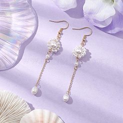 Perla di conchiglia con orecchini pendenti in ottone da donna&nbsp;EJEW-TA00558