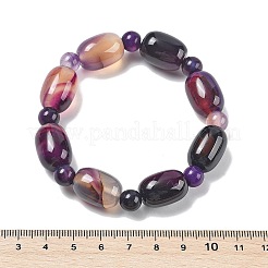 Bracelets extensibles en perles d'agate de dentelle bleue naturelle&nbsp;G-P570-01B