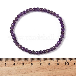 Naturelles améthyste perle ronde bracelets extensibles&nbsp;X-BJEW-L594-B08