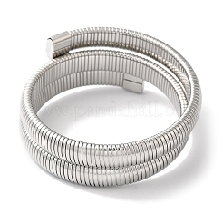Bracelets à manchette ouverte à triple bobine en laiton plaqué en rack pour femmes&nbsp;BJEW-A018-02P