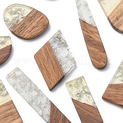 20pcs 10 estilos de resina transparente y colgantes de madera de nogal&nbsp;RESI-YW0001-30