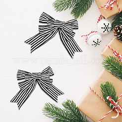 Décoration d'affichage bowknot en lin à rayures noires et blanches&nbsp;AJEW-WH0258-687