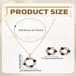 Ensemble collier et boucles d'oreilles à pendentif en alliage de strass avec couronne&nbsp;SJEW-LP0001-56C