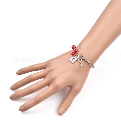 Bracciali con ciondoli in lega con chiave e serratura&nbsp;BJEW-JB05349-01