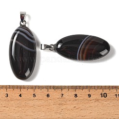 Pendentifs en agate noire rubanée naturelle teinte et chauffée&nbsp;GG-CBACB71-01P-05