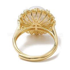 Blume Naturperle verstellbare Ringe&nbsp;RJEW-P113-03G