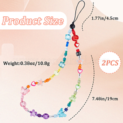 2 Stück Handy-Lanyard mit Harzperlen&nbsp;HJEW-GF0001-47B