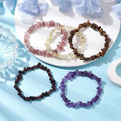 12 constellation de bracelets extensibles en perles de pierres précieuses mélangées naturelles pour femmes et hommes&nbsp;BJEW-JB10264-11