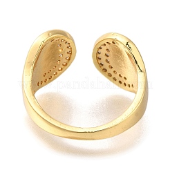 Anneaux de manchette ouverts en laiton plaqué micro pavé de zircone cubique pour femmes&nbsp;RJEW-S244-01G-B