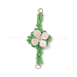 3 breloque connecteur en forme de fleur en acétate de cellulose (résine) et perles de verre&nbsp;PALLOY-MZ01006