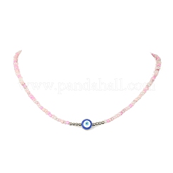 Set di 3 collane di perline e malocchio in smalto in lega di 3 colori&nbsp;NJEW-JN04355
