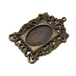 Rectangle alliage de style tibétain supports gros pendentif cabochon&nbsp;X-PALLOY-K109-77AB-NR
