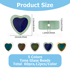 60 Stück 5 Farben zweifarbige Glasperlen&nbsp;GLAA-HS0001-16