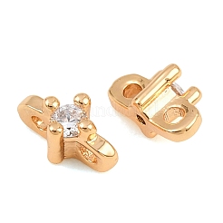 Breloques connecteurs en laiton Shegrace avec micro-pavé de zircone cubique&nbsp;XGRQ5K992-833G-A