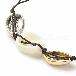 Braccialetto di perline intrecciate con conchiglia in acrilico e lega con malocchio a lume&nbsp;BJEW-JB08131-02