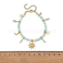 Braccialetti con ciondoli sole e luna in acciaio inossidabile 304&nbsp;BJEW-JB14311