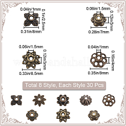 240 stücke 8 arten tibetischen stil legierung blume perlen kappen&nbsp;FIND-SP0001-65