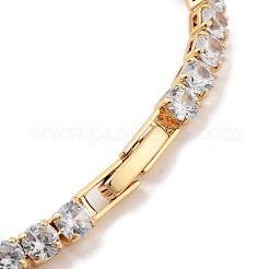 Bracelets à maillons ronds et plats en laiton pavé de zircons cubiques transparents&nbsp;BJEW-B094-04G