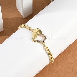 Bracelets à maillons en laiton avec zircone cubique de micro pave&nbsp;BJEW-M050-06G-02