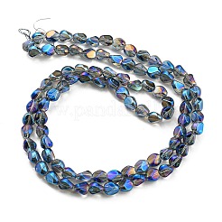 Fili di perle di vetro trasparente placcato completamente arcobaleno&nbsp;EGLA-G037-04A-FR04