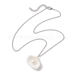 Halsketten mit Anhängern aus natürlichen Muscheln und Kunstperlen&nbsp;NJEW-JN05006