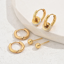 3 Paar minimalistische Ohrring-Sets aus Edelstahl&nbsp;KR5493