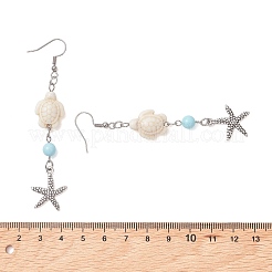 Ohrhänger mit maritimem Motiv aus synthetischem Türkis und natürlichem Howlith für Damen&nbsp;EJEW-JE06997