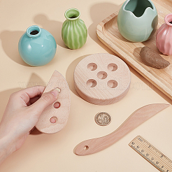 Wurfrippenwerkzeug aus Holz und Keramik&nbsp;DIY-WH0622-271