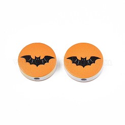 Halloween bedruckte Naturholzperlen&nbsp;WOOD-T021-72
