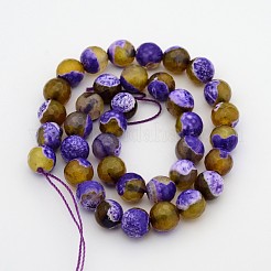 Brins de perles rondes à facettes en agate craquelée naturelle&nbsp;G-A134-02B-10mm