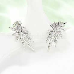 Aretes de circonita cúbica transparente con micropavé de latón y estrella&nbsp;EJEW-D351-08P