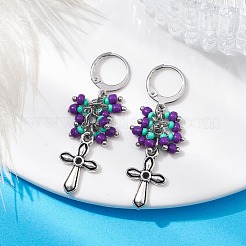 Orecchini pendenti a monachella in lega stile tibetano&nbsp;EJEW-MZ00119-03