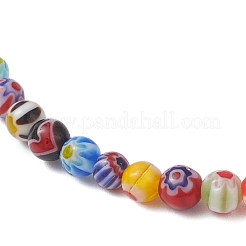 Bracelets extensibles en perles rondes en verre millefiori faites à la main et perles turquoise synthétiques peintes au pistolet&nbsp;BJEW-JB12223