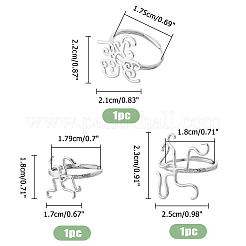 3 Stück 3 Stile verstellbare Messing-Ringbeschläge&nbsp;FIND-FI0001-06P